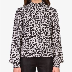 Sanctuary Leopard Print Mock Neck Sweater